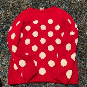 Hanna Andersson Kids Sweater 8 Red White Christmas Snow Balls